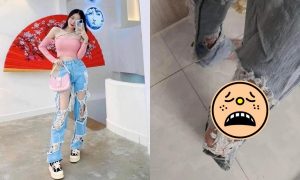 Chi nửa triệu mua quần rách gối, cô gái ngẩn người vì hàng về tay trông như "chó gặm", có netizen trêu: Quần này đi ăn xin là hết bài!