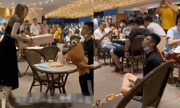 Cảnh chàng trai quỳ gối tỏ tình, ép cô gái làm người yêu gây bức xúc Cảnh chàng trai quỳ gối tỏ tình, ép cô gái làm người yêu gây bức xúc