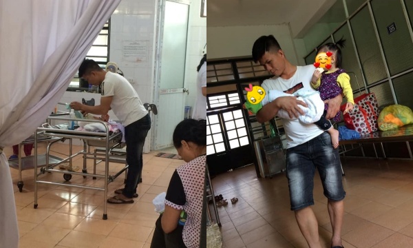 Ông bố một nách 2 con: Từ thay tã đến tắm cho em bé đều là chuyện nhỏ Ông bố một nách 2 con: Từ thay tã đến tắm cho em bé đều là chuyện nhỏ